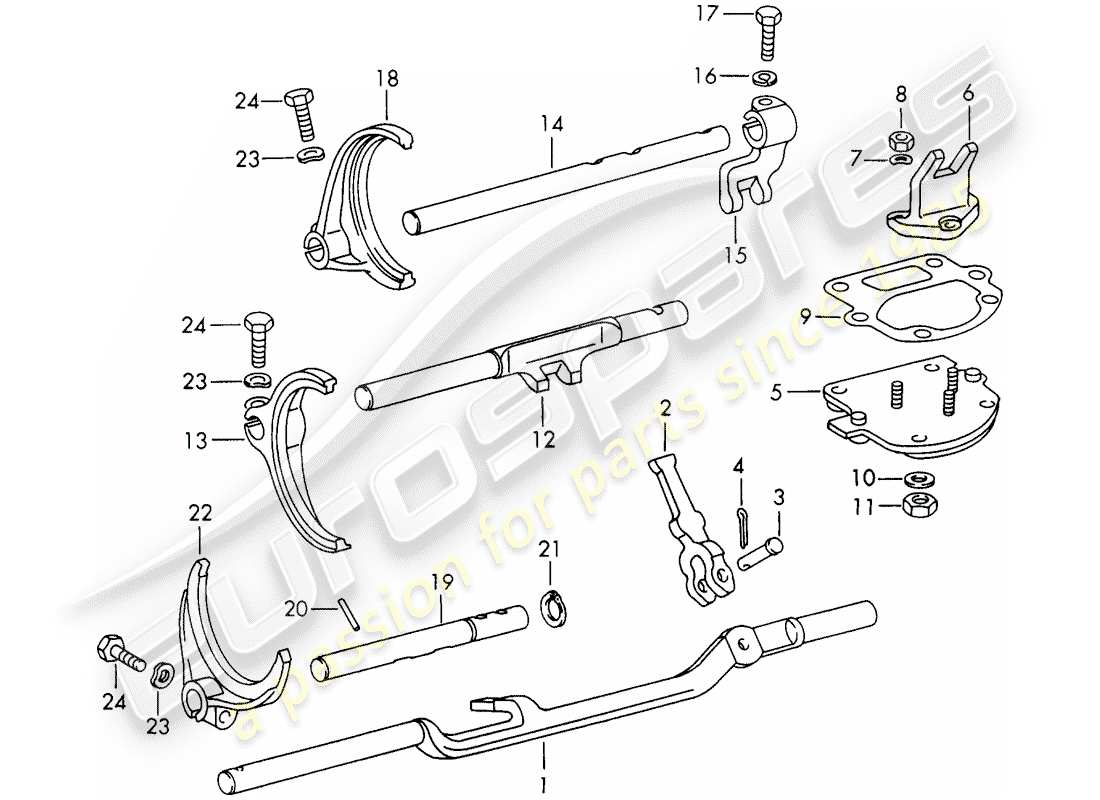 porsche 1973 (911) aste del cambio - forcelle del cambio - d - mj 1972>> diagramma delle parti