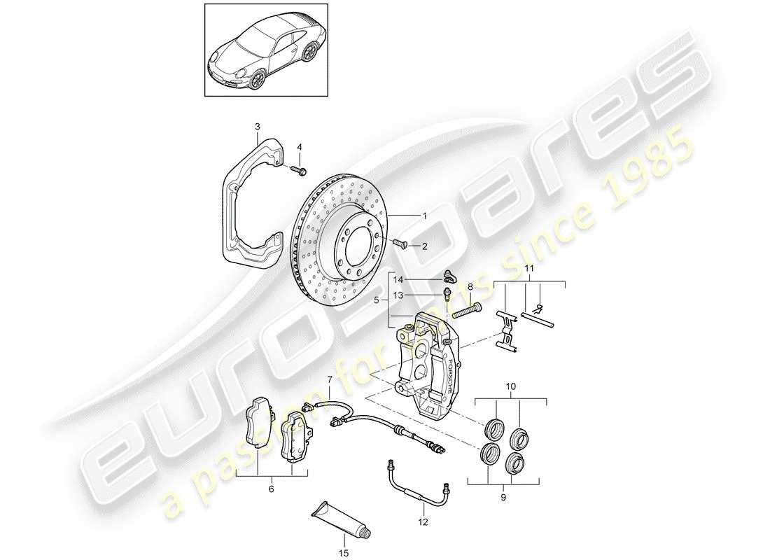 porsche 2011 (997-2) freni a disco diagramma delle parti