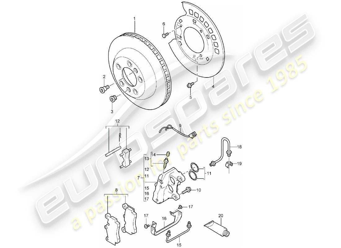 porsche 2004 (cayenne e1 9pa) freni a disco diagramma delle parti