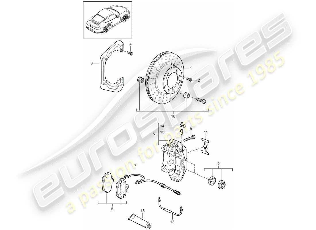 porsche 2013 (997-2 turbo / gt2 rs) freni a disco diagramma delle parti