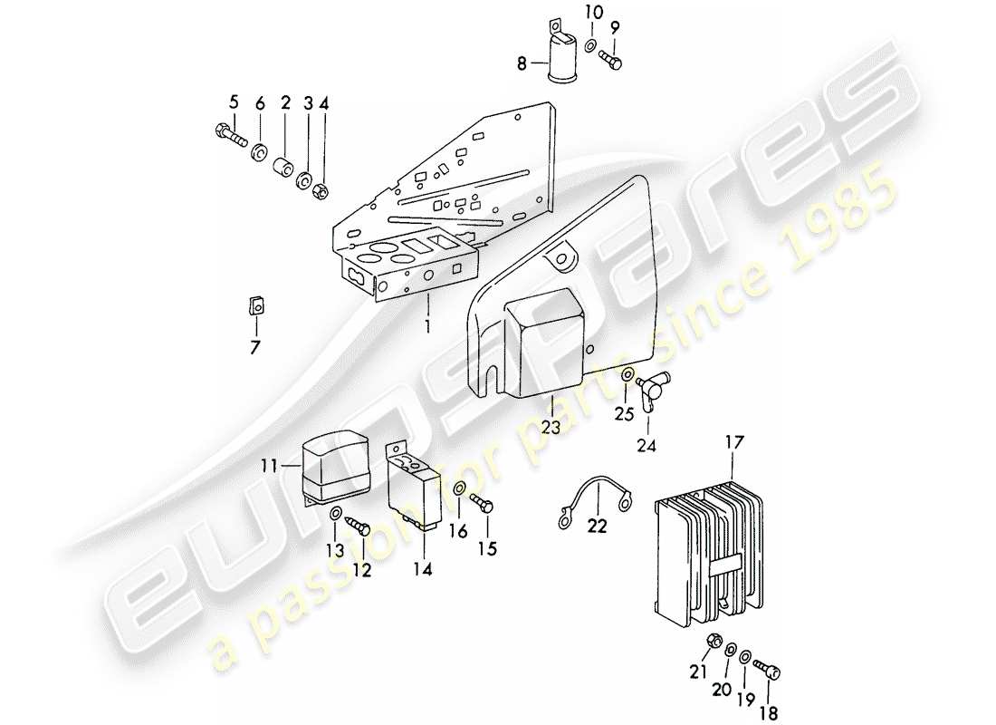 porsche 1971 (911) piatto diagramma delle parti
