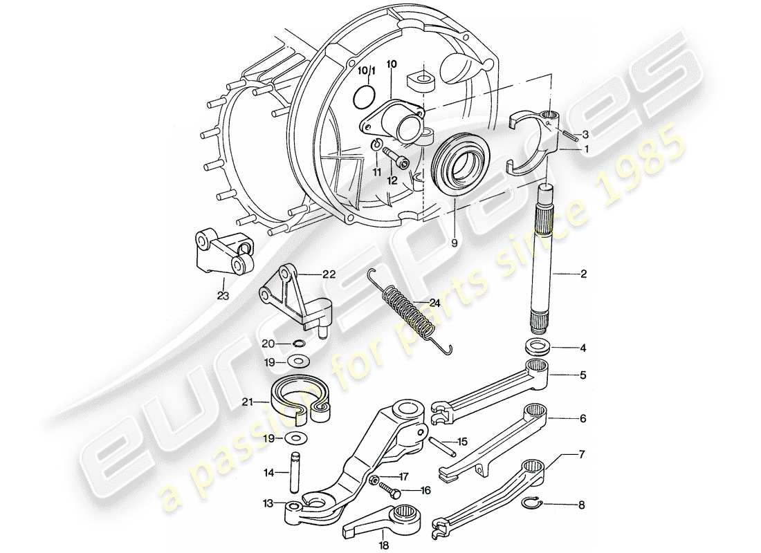 porsche 1977 (911) rilascio della frizione diagramma delle parti