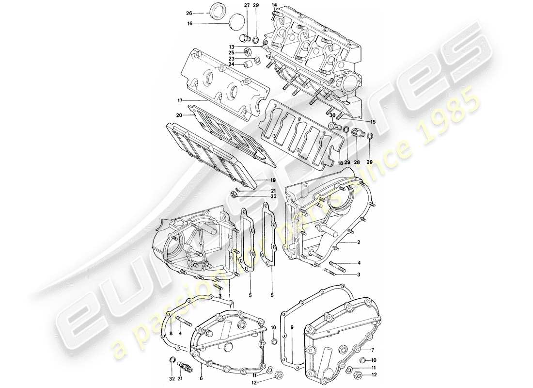 porsche 1977 (911) carter catena - alloggiamento albero a camme - set di riparazione per manutenzione - vedi illustrazione: diagramma delle parti