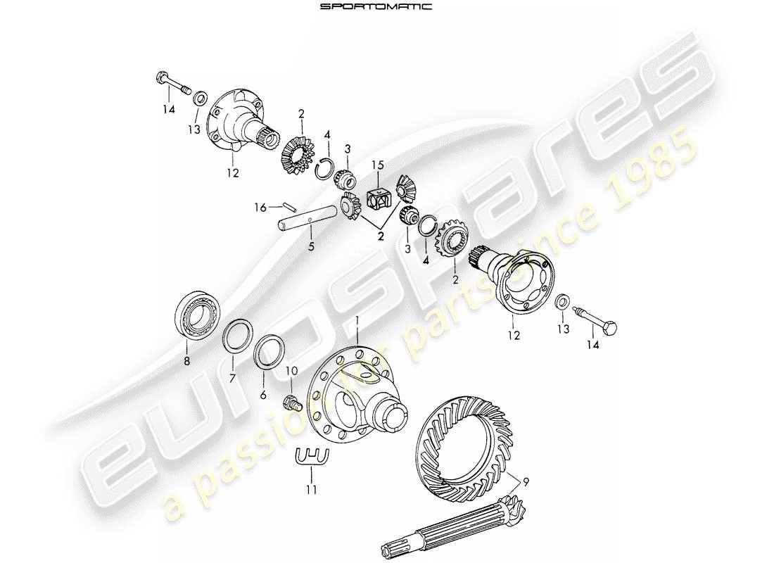 porsche 1973 (911) differenziale - per - sportomatic - typ 905 schema delle parti