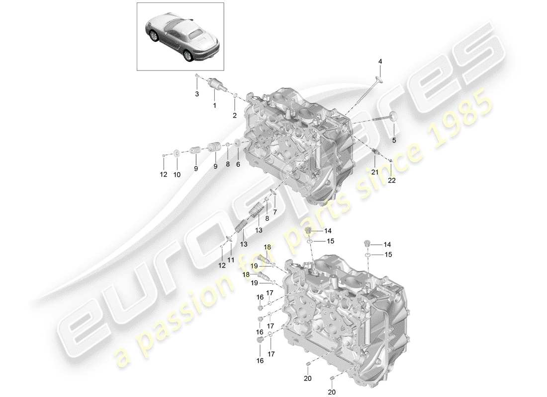 porsche 2018 (718 boxster) schema delle parti della testa cilindro