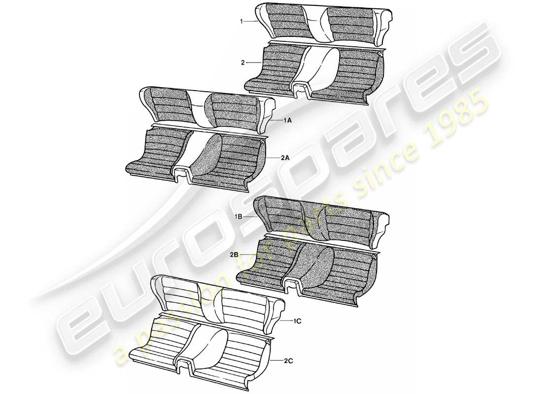 porsche 1982 (924) sedile di emergenza diagramma delle parti