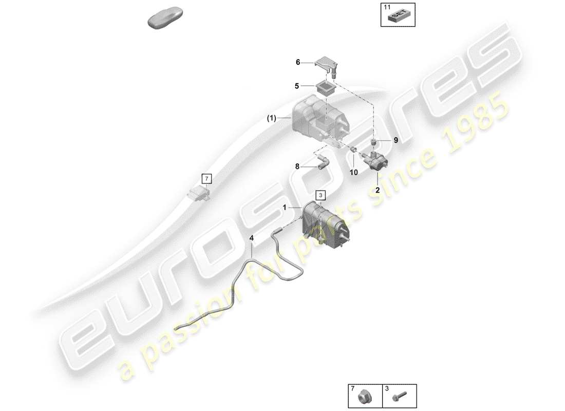 porsche 2020 (718 boxster spyder) contenitore per emissioni evaporative diagramma delle parti
