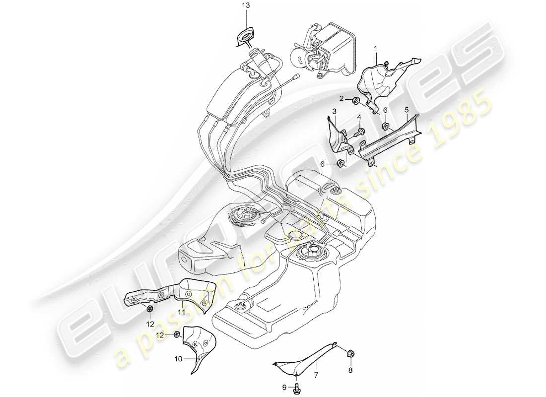 porsche 2003 (cayenne e1 9pa) serbatoio di carburante diagramma delle parti