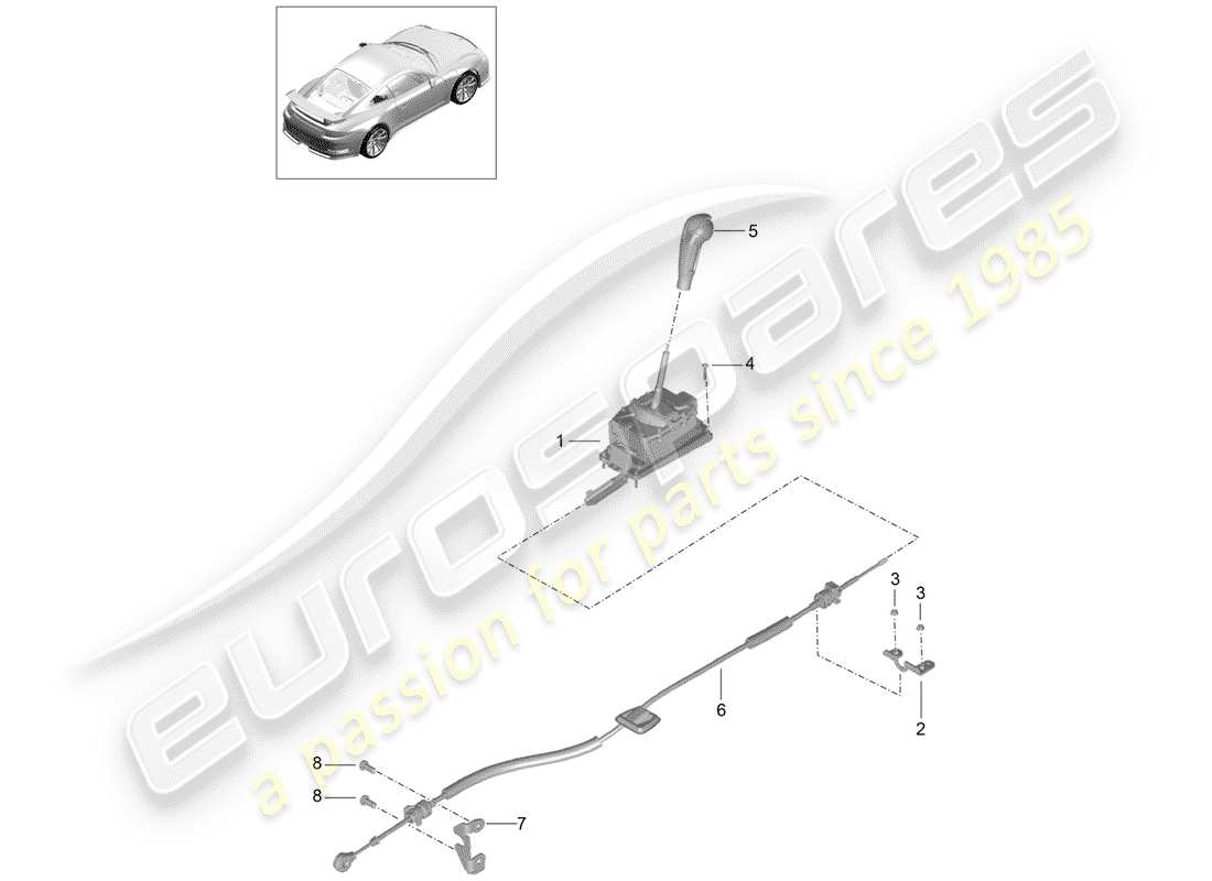 porsche 2015 (991-1 r/gt3/rs) leva del selettore schema delle parti