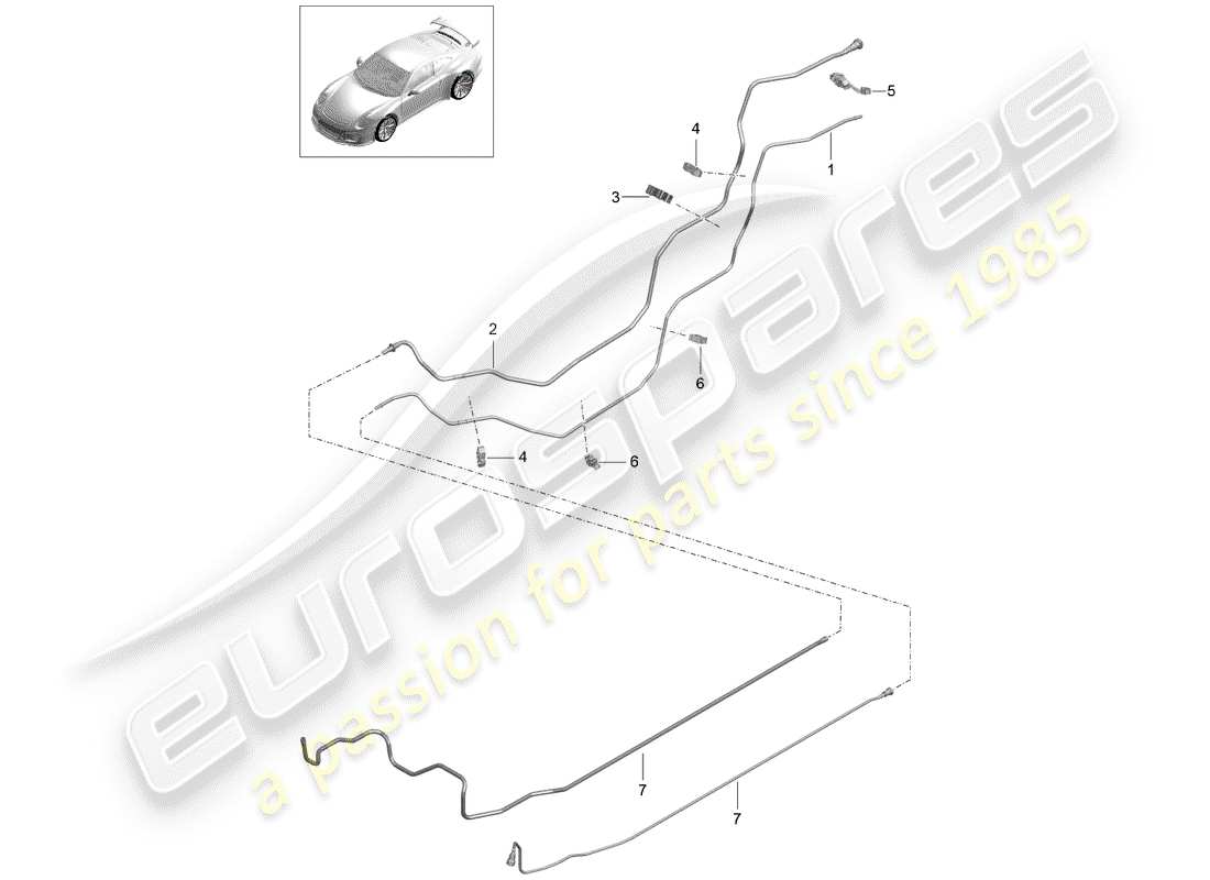 porsche 2020 (991-2 r/gt3/rs) linea carburante diagramma delle parti