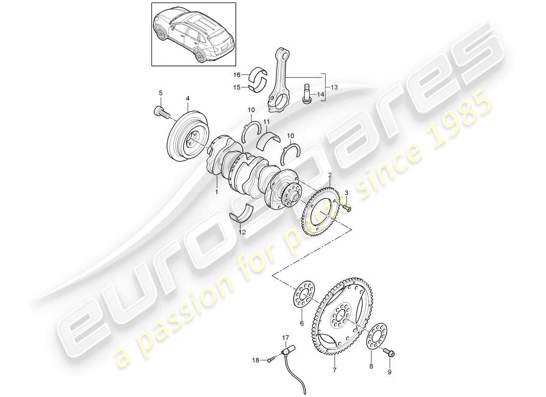 porsche 2013 (cayenne e2 92a) schema delle parti dell'albero motore