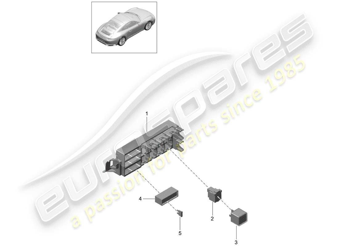 porsche 2019 (991-2) scatola dei fusibili/piastra relè diagramma delle parti