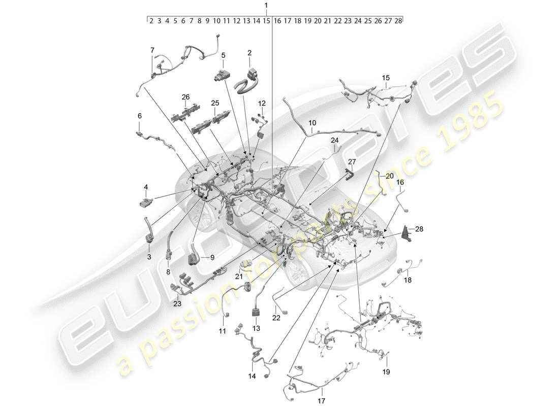 porsche 2019 (991-2) cablaggi diagramma delle parti