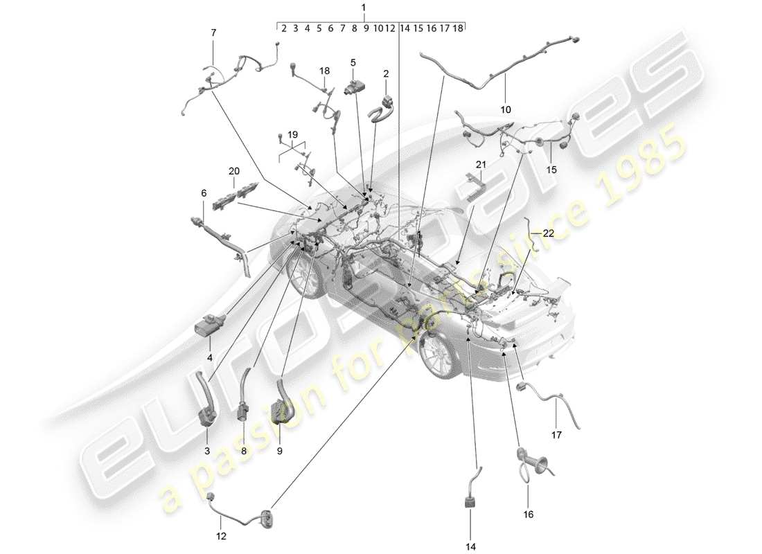 porsche 2014 (991-1 r/gt3/rs) cablaggi diagramma delle parti