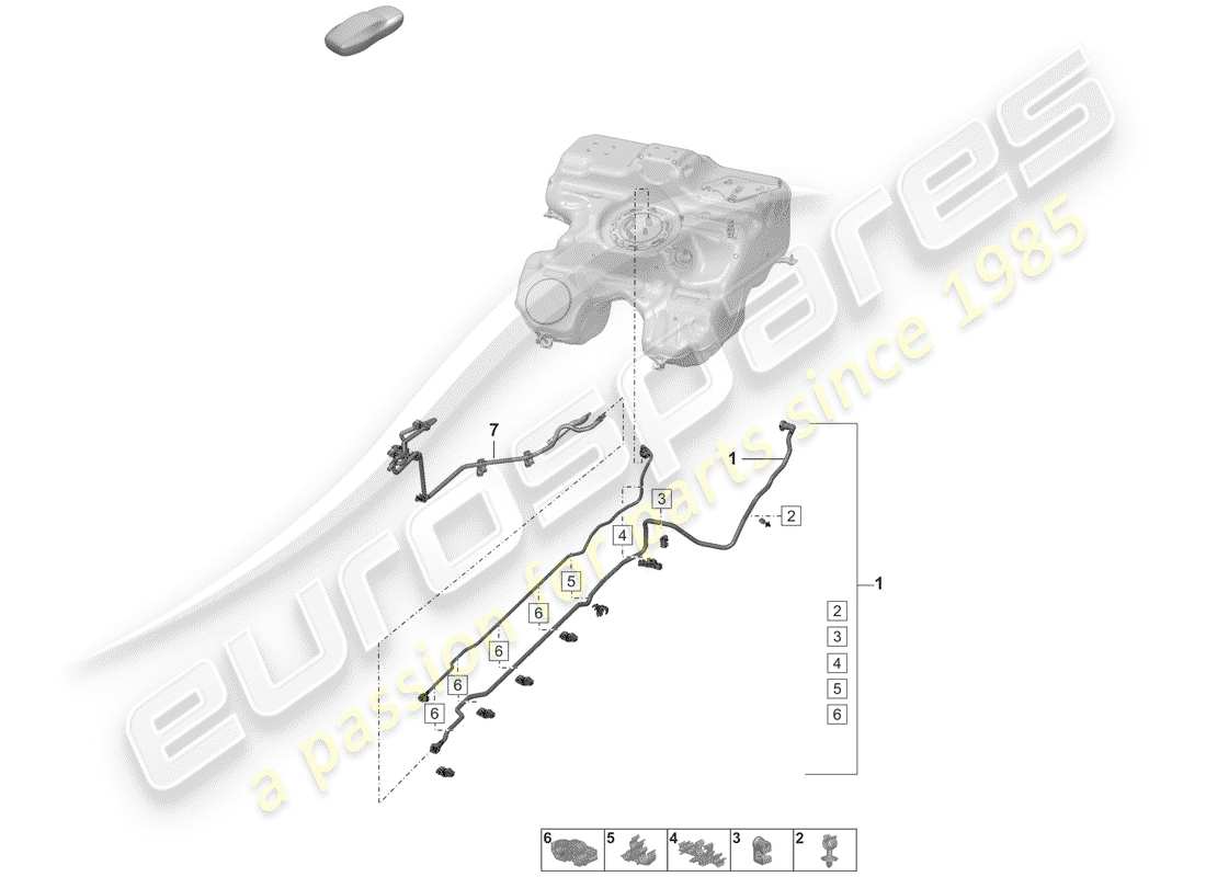 porsche 2020 (992-1) diagramma delle parti della linea del carburante