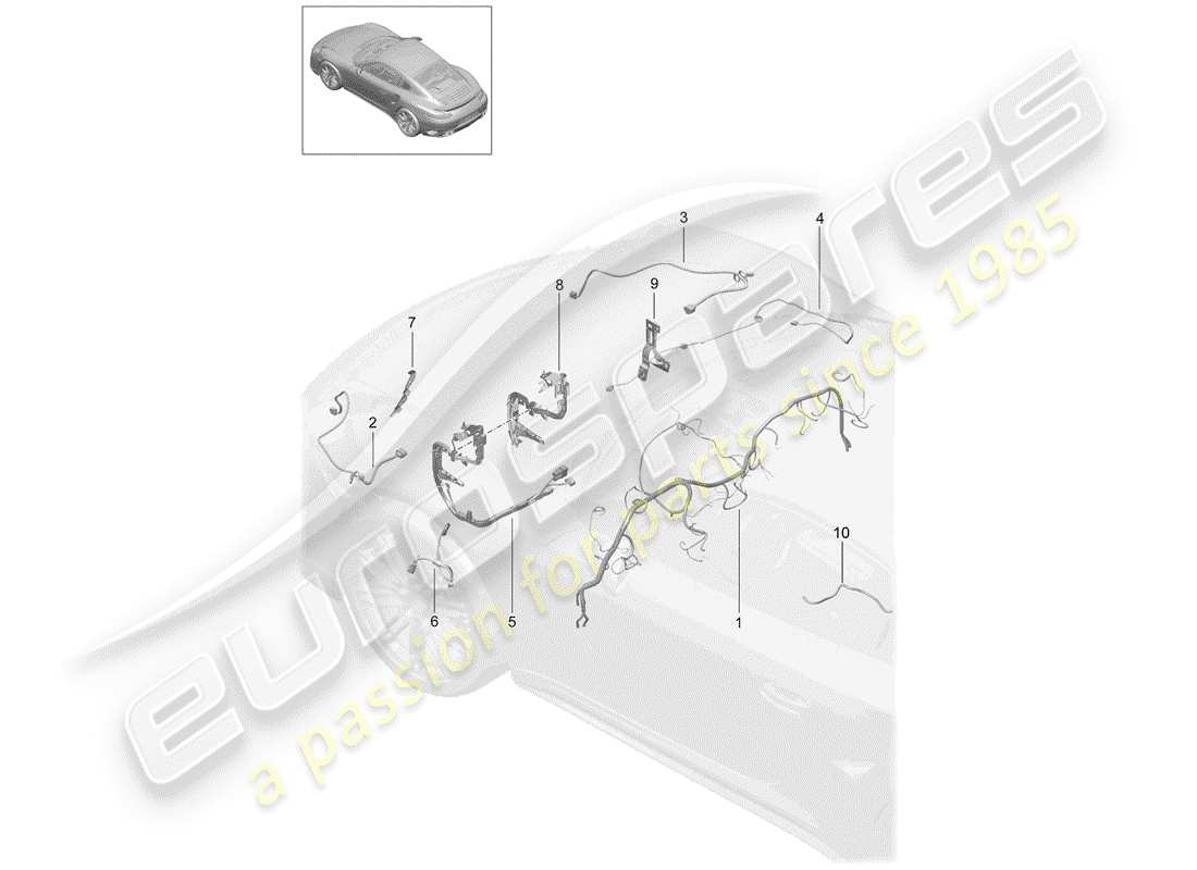 porsche 2020 (991-2 turbo) imbracatura diagramma delle parti
