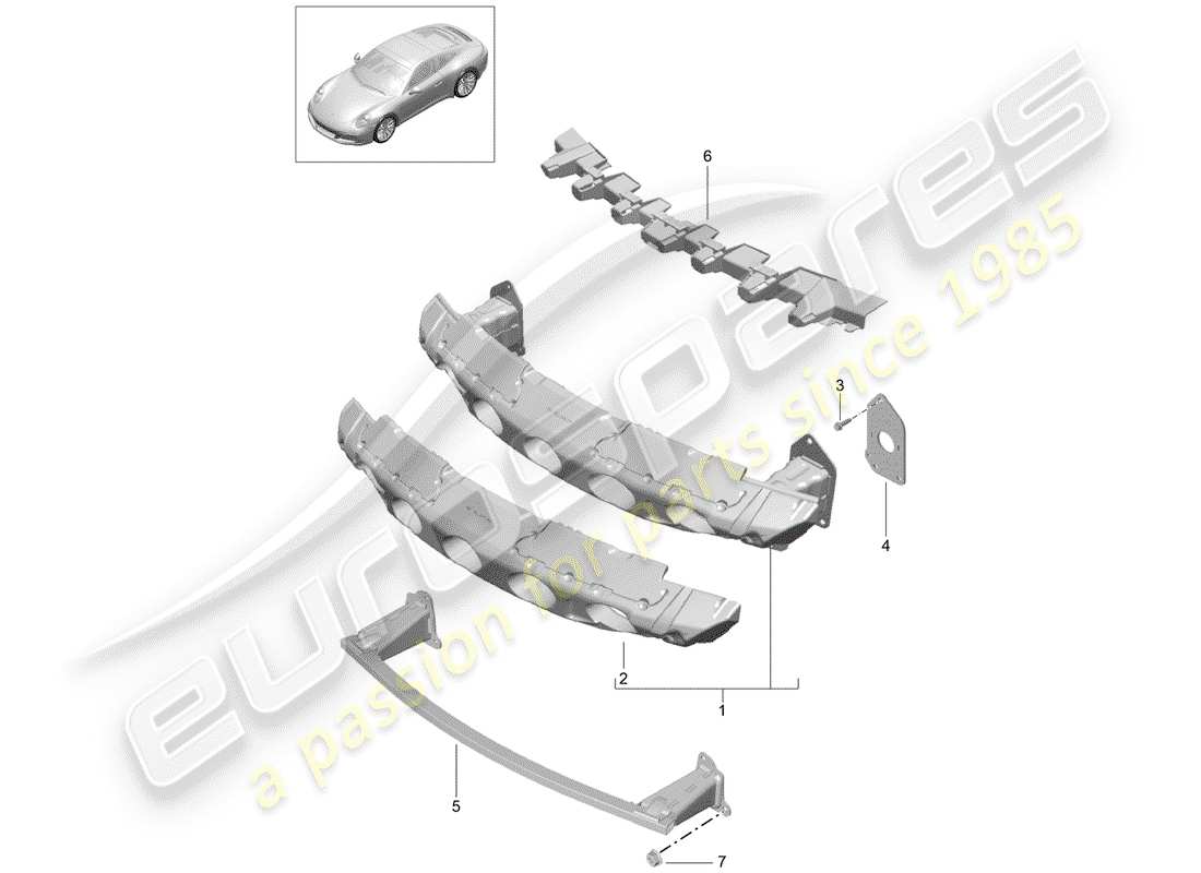 porsche 2017 (991-2) staffa paraurti schema delle parti