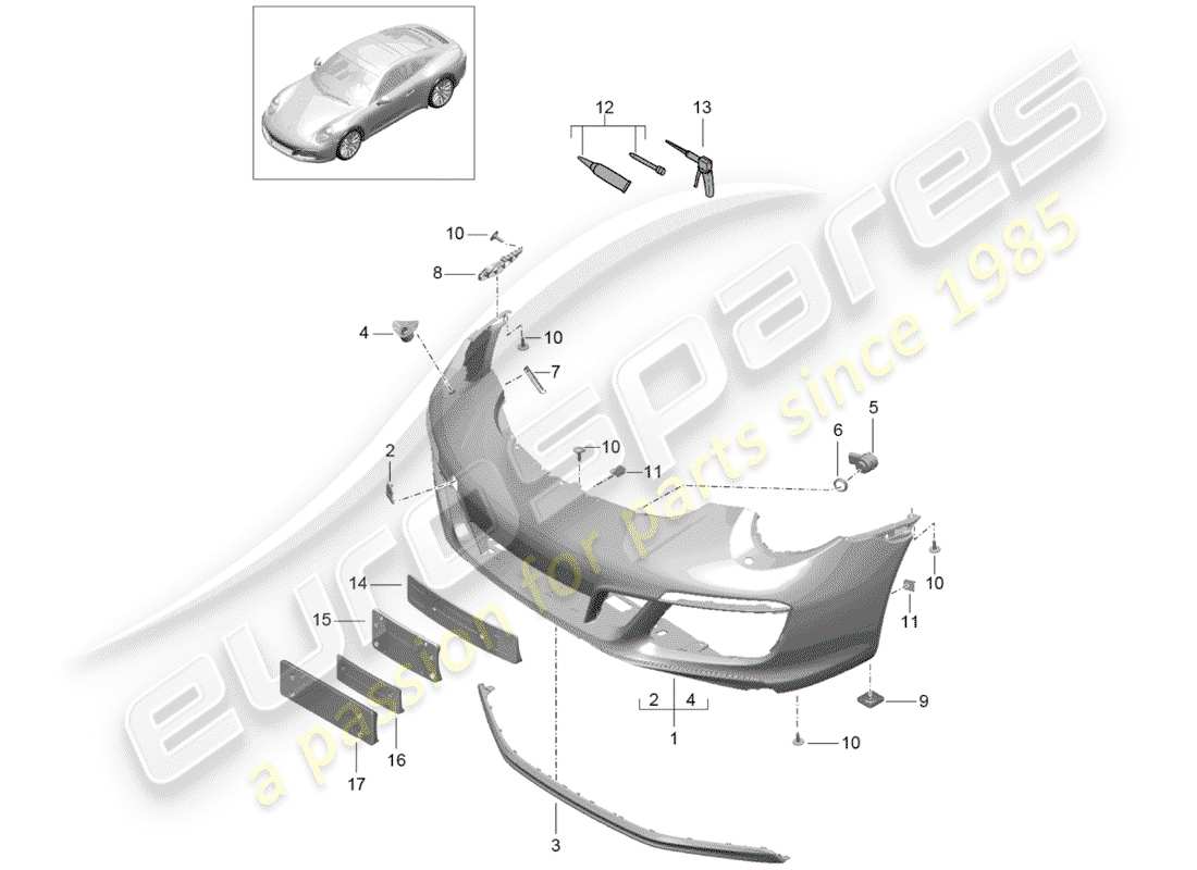 porsche 2019 (991-2) paraurti diagramma delle parti