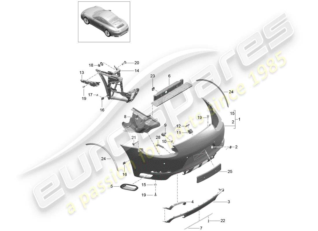 porsche 2019 (991-2) paraurti diagramma delle parti