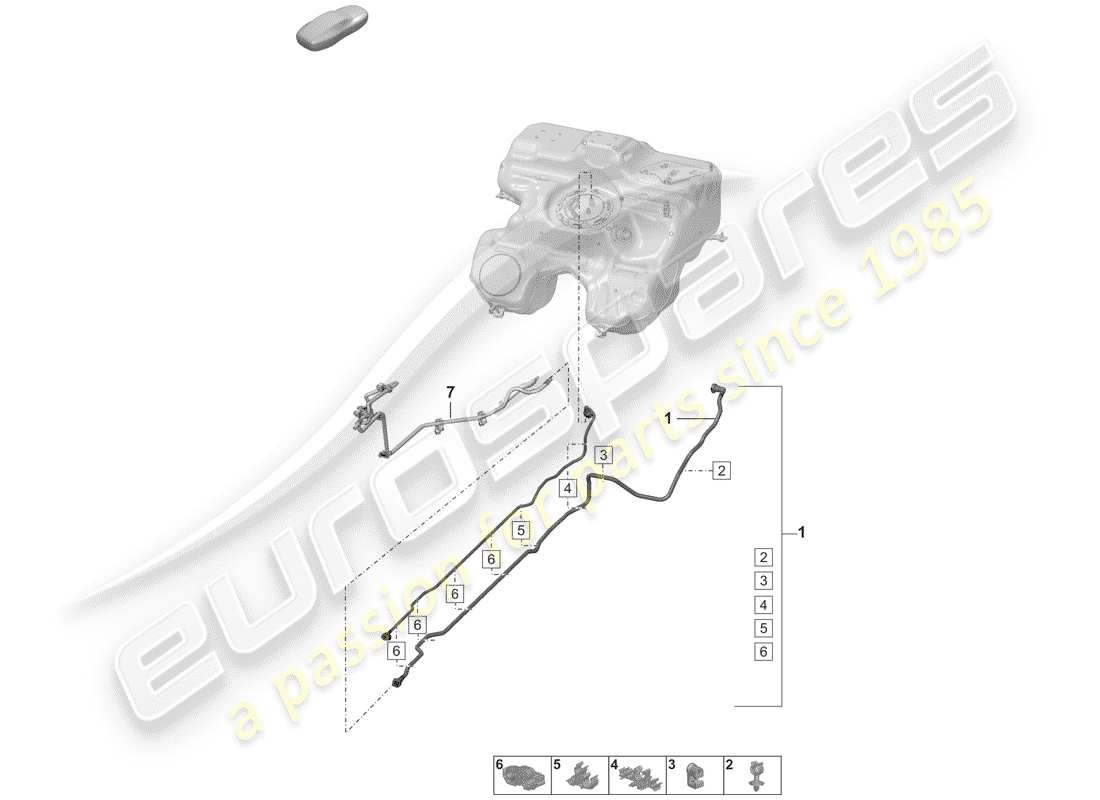 porsche 2019 (992-1) linea carburante diagramma delle parti