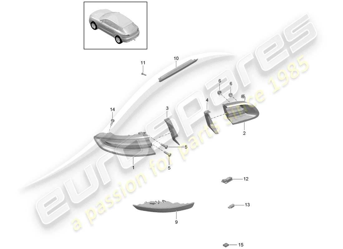 porsche 2017 (macan) luce posteriore diagramma delle parti