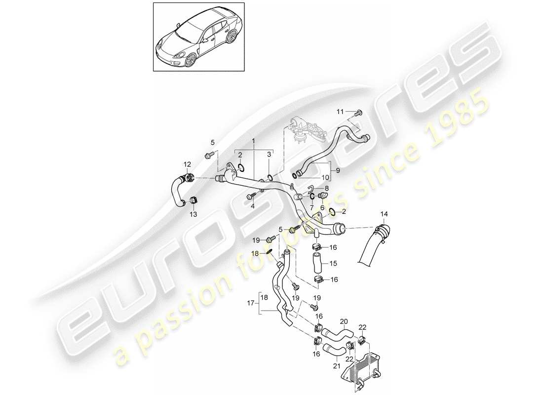 porsche 2010 (panamera 970) diagramma delle parti del raffreddamento ad acqua