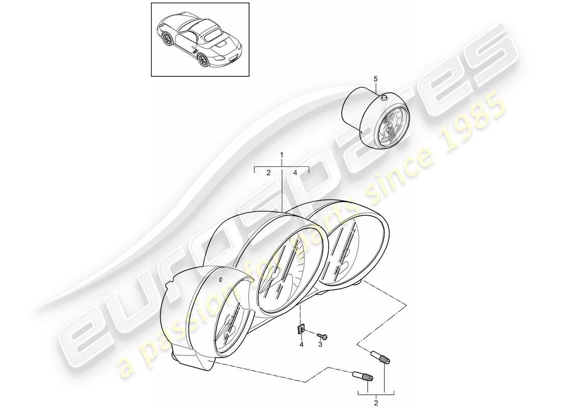 porsche 2009 (987 boxster) diagramma delle parti degli strumenti