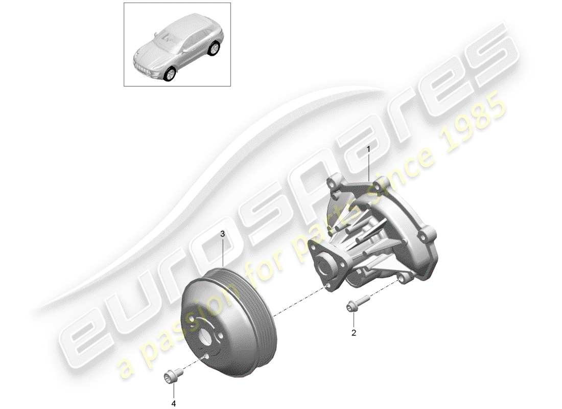 porsche 2018 (macan) schema delle parti della pompa dell'acqua