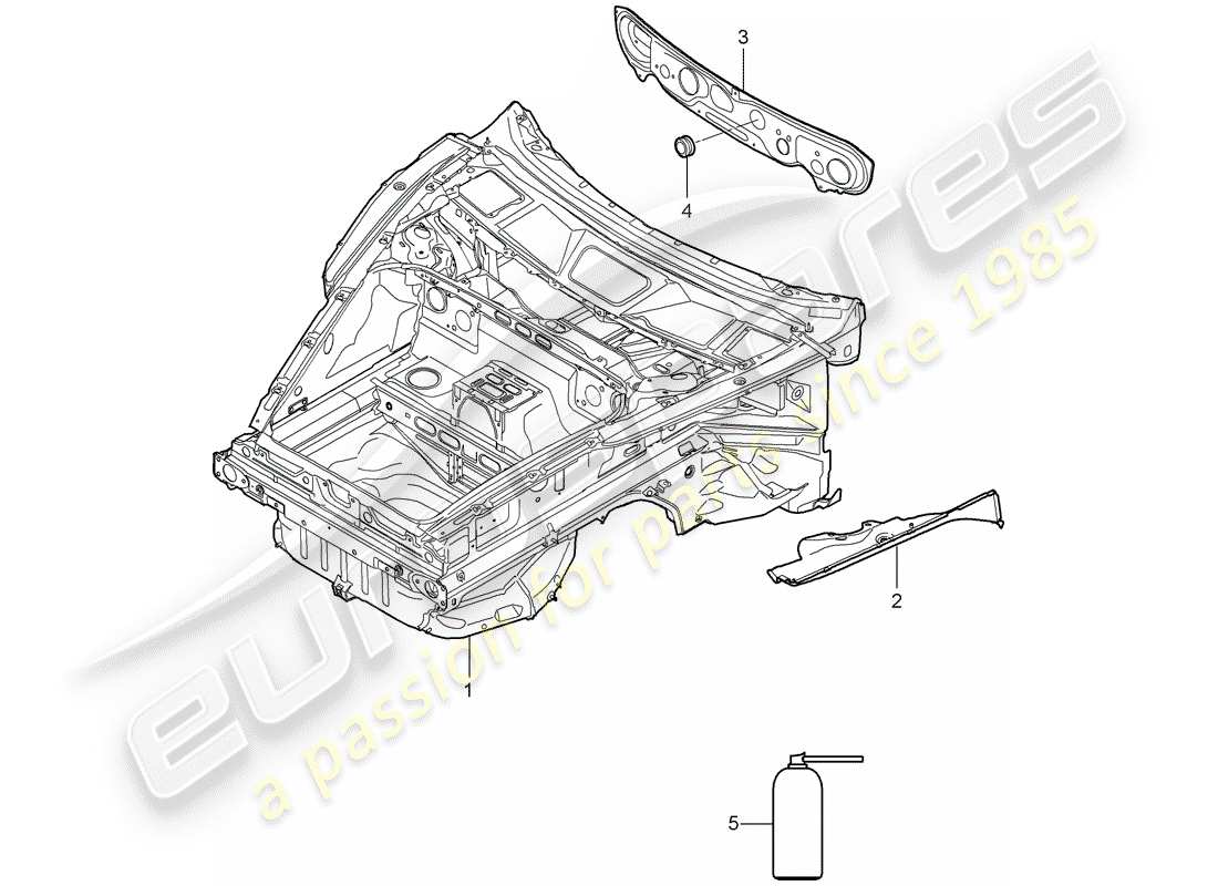 porsche 2007 (987 cayman) schema delle parti frontale