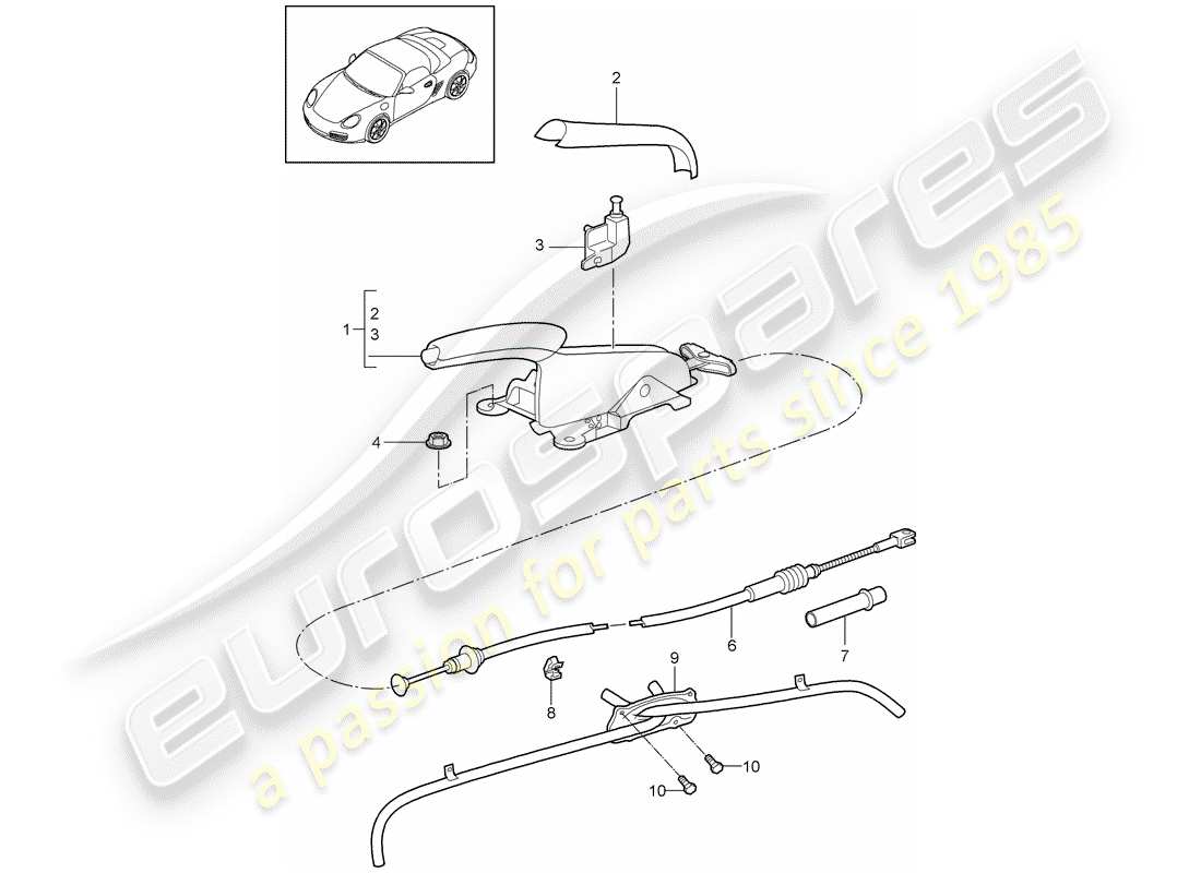 porsche 2010 (987 boxster) freno a mano diagramma delle parti