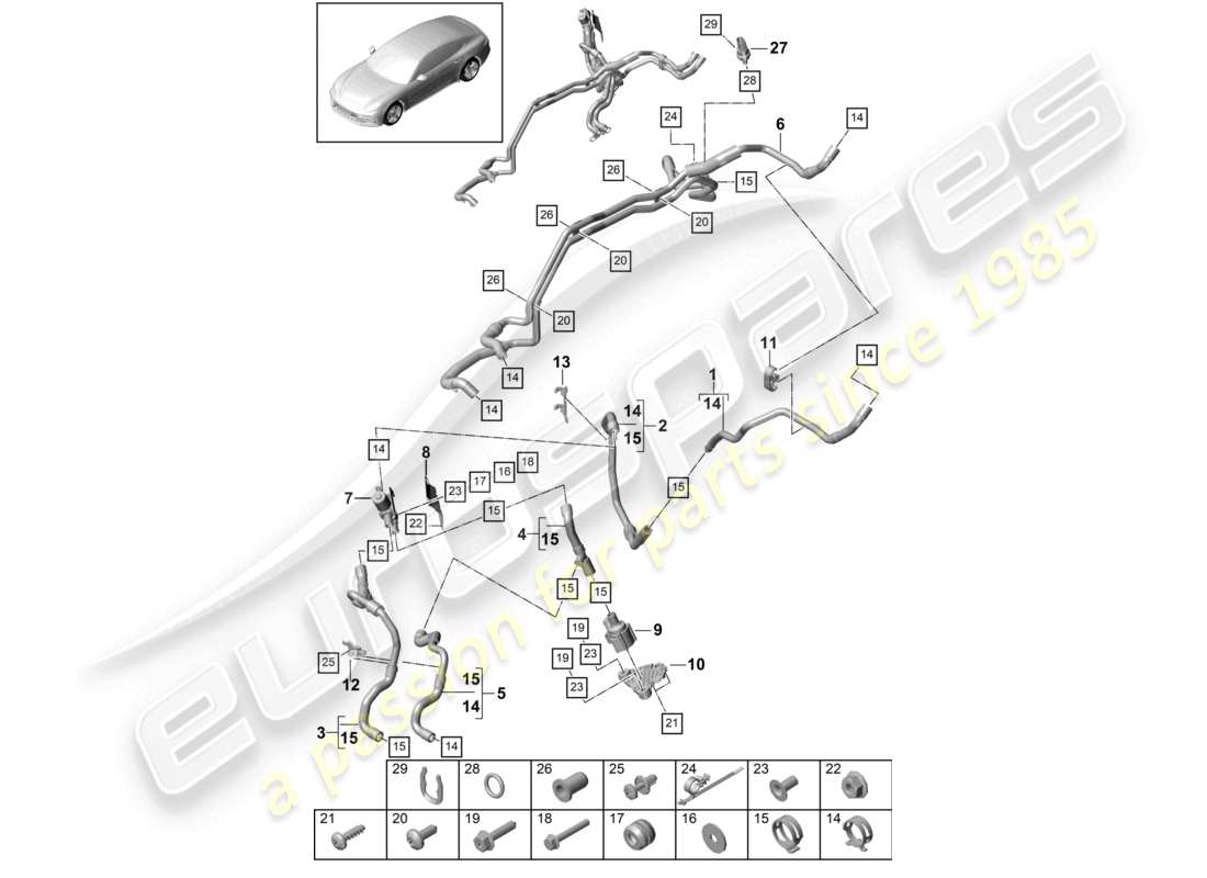 porsche 2019 (panamera 971-1) riscaldatore laterale destro ibrido diagramma delle parti