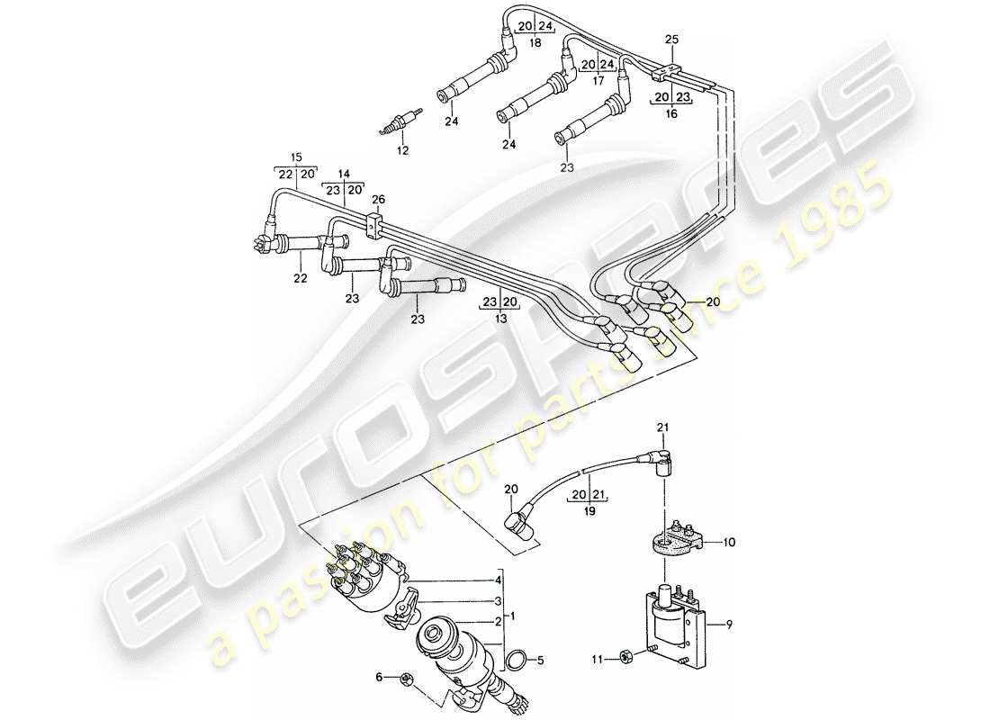 porsche 1998 (993) elettrica del motore diagramma delle parti