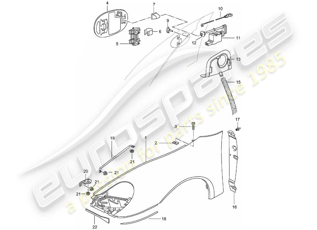 porsche 2004 (996) parafango diagramma delle parti