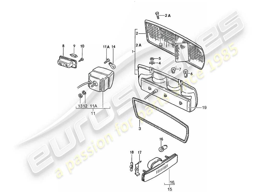 porsche 1979 (928) luce posteriore diagramma delle parti