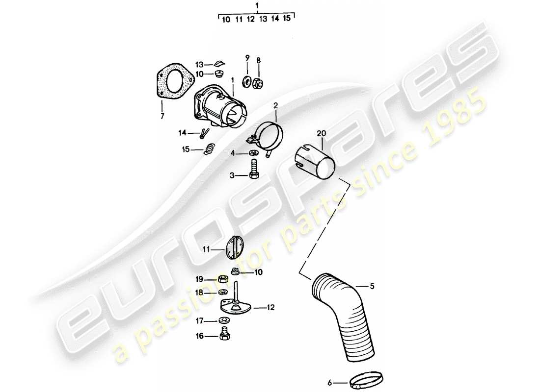 porsche 1982 (911) alimentazione aria di riscaldamento diagramma delle parti