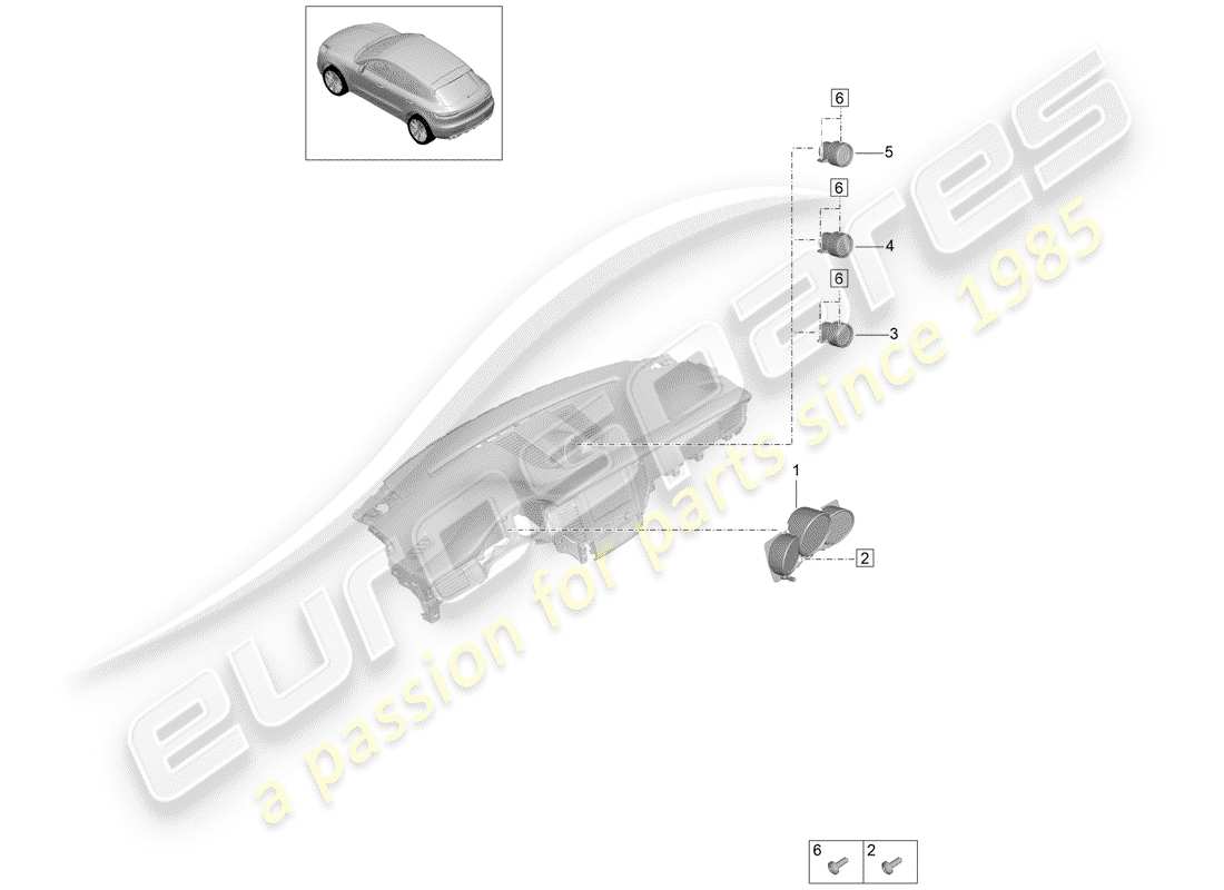 porsche 2019 (macan) strumentazione diagramma delle parti