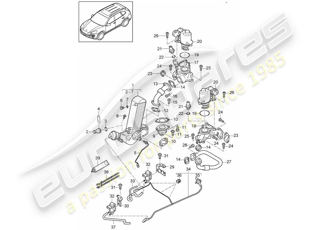 porsche 2017 (cayenne e2 92a) ricircolo scarico schema delle parti