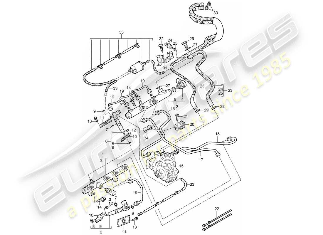 porsche 2008 (cayenne e1 9pa) tubo raccolta carburante schema delle parti