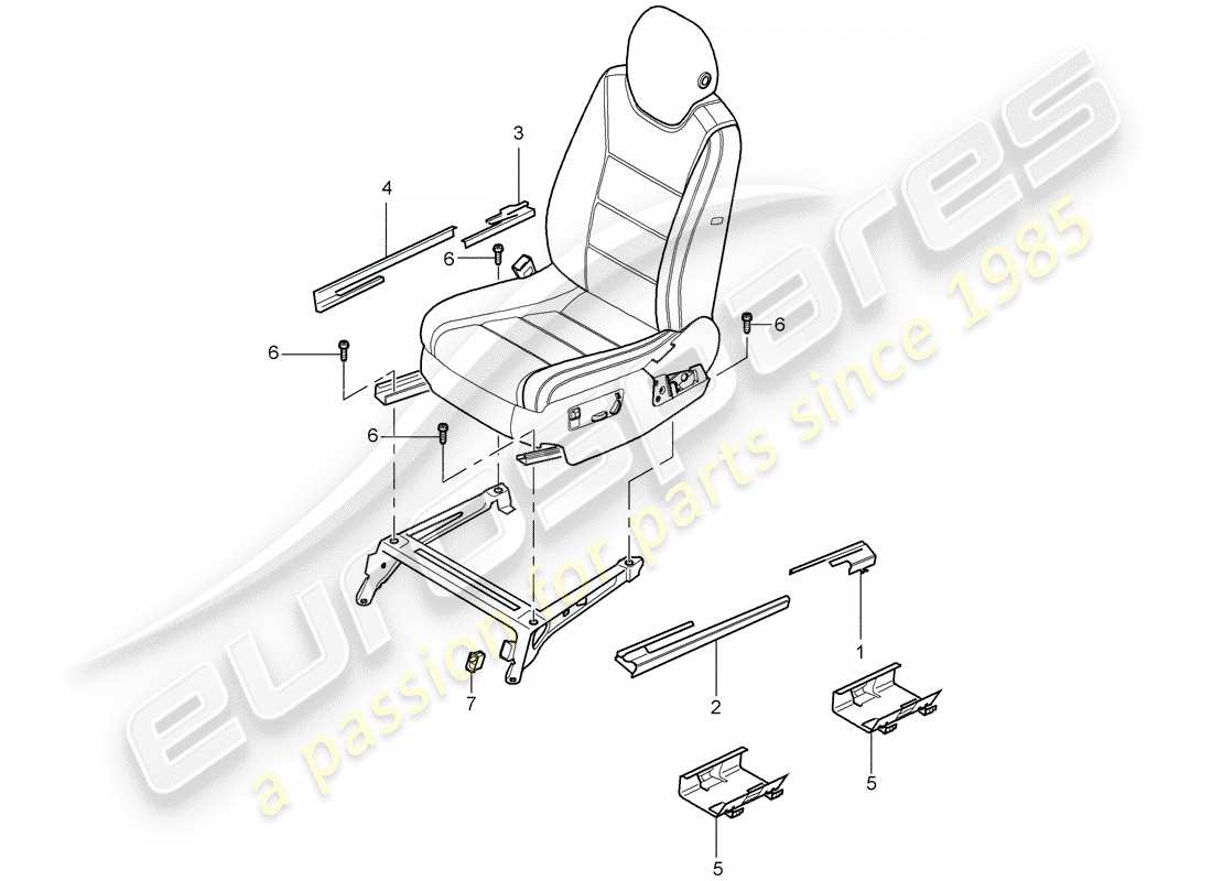 porsche 2008 (cayenne e1 9pa) sedile anteriore diagramma delle parti