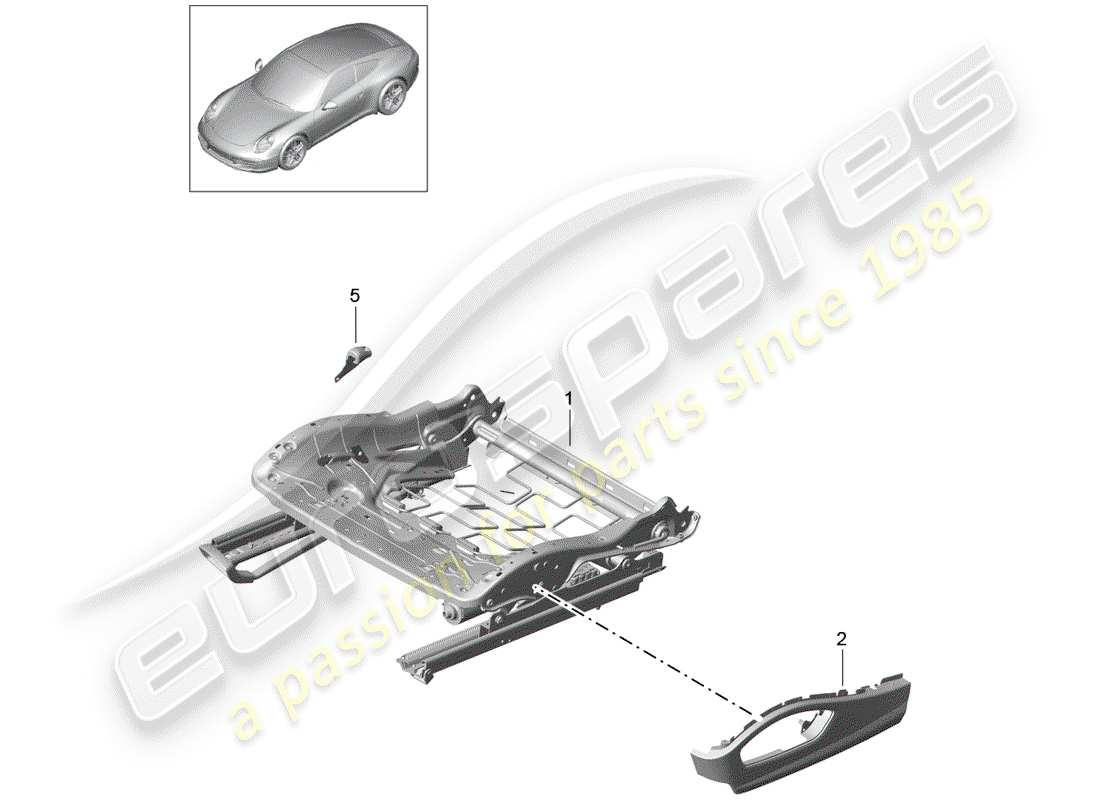 porsche 2013 (991-1) schema delle parti telaio del sedile