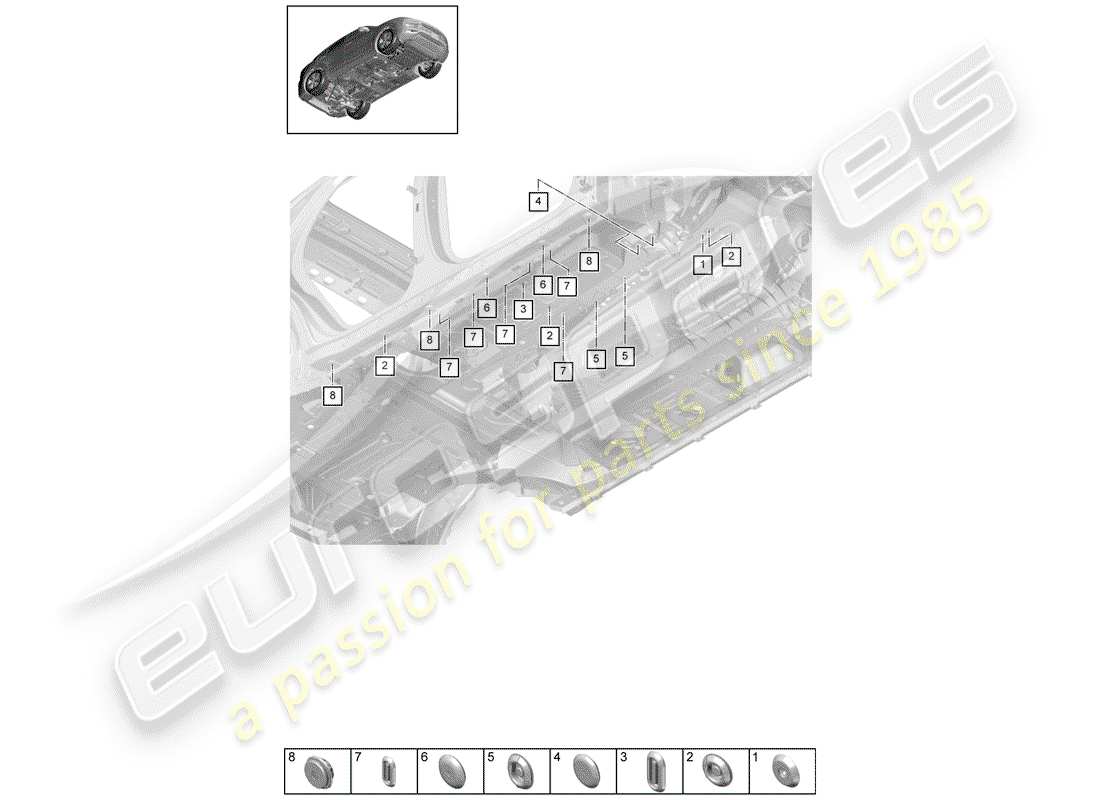 porsche 2018 (cayenne e3 9ya/9yb) tappo diagramma delle parti