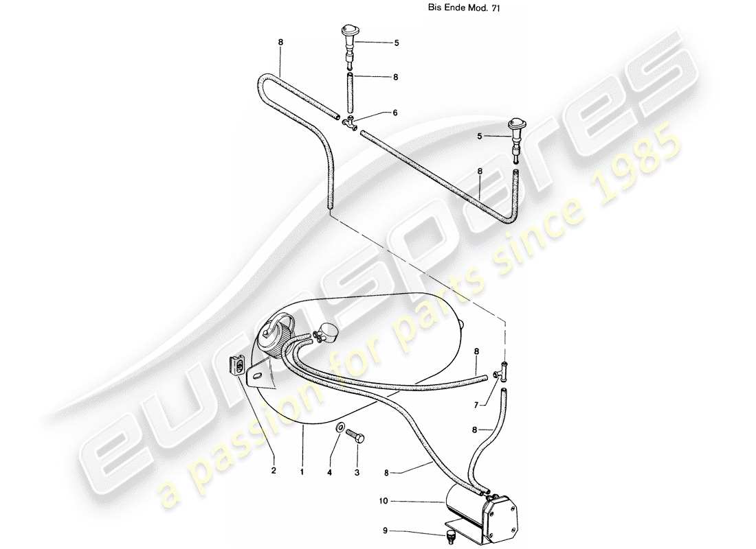 porsche 1971 (914) unità rondella - d >> - mj 1971 schema delle parti