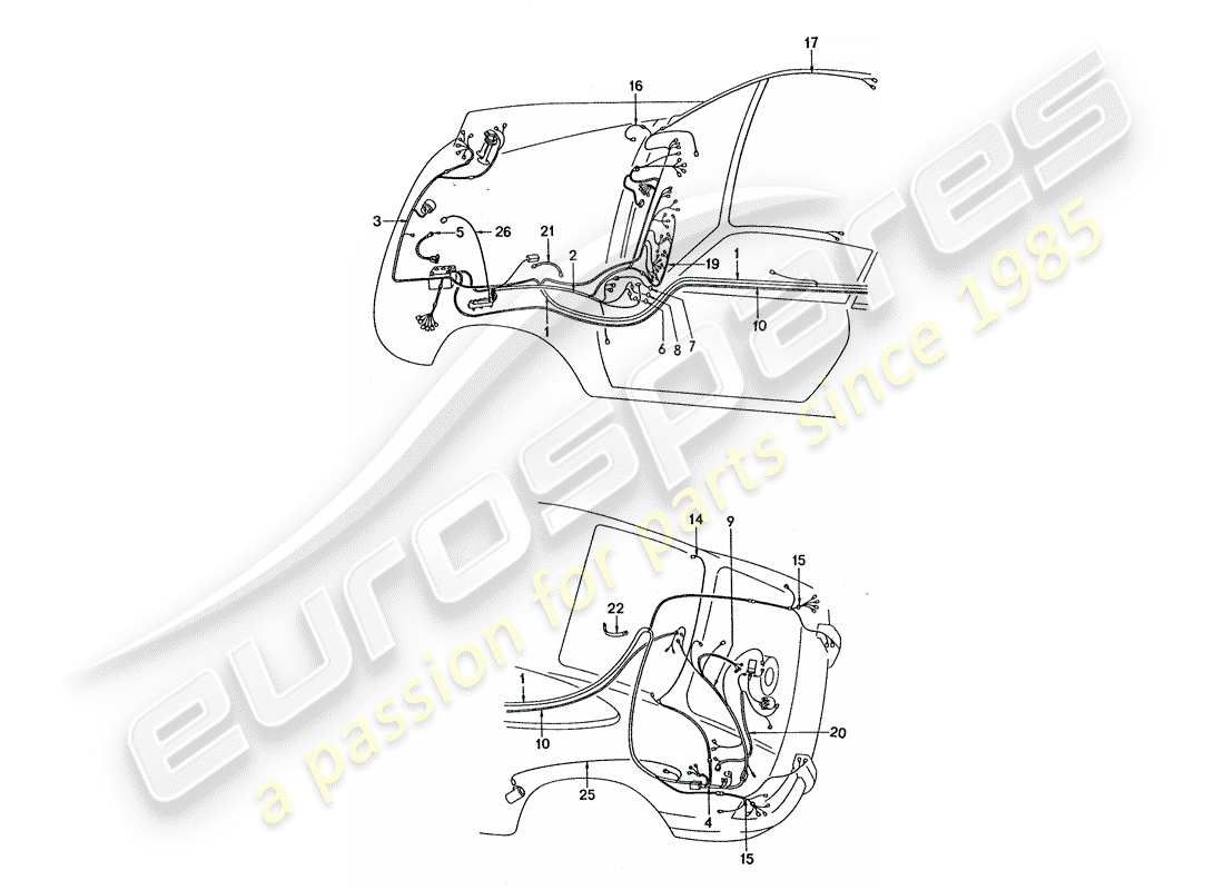 porsche 1977 (911 turbo) cablaggi diagramma delle parti