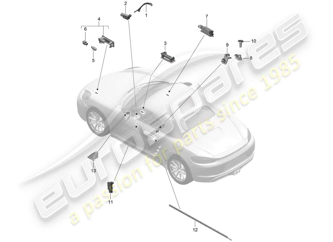 porsche 2020 (718 boxster) illuminazione interna diagramma delle parti
