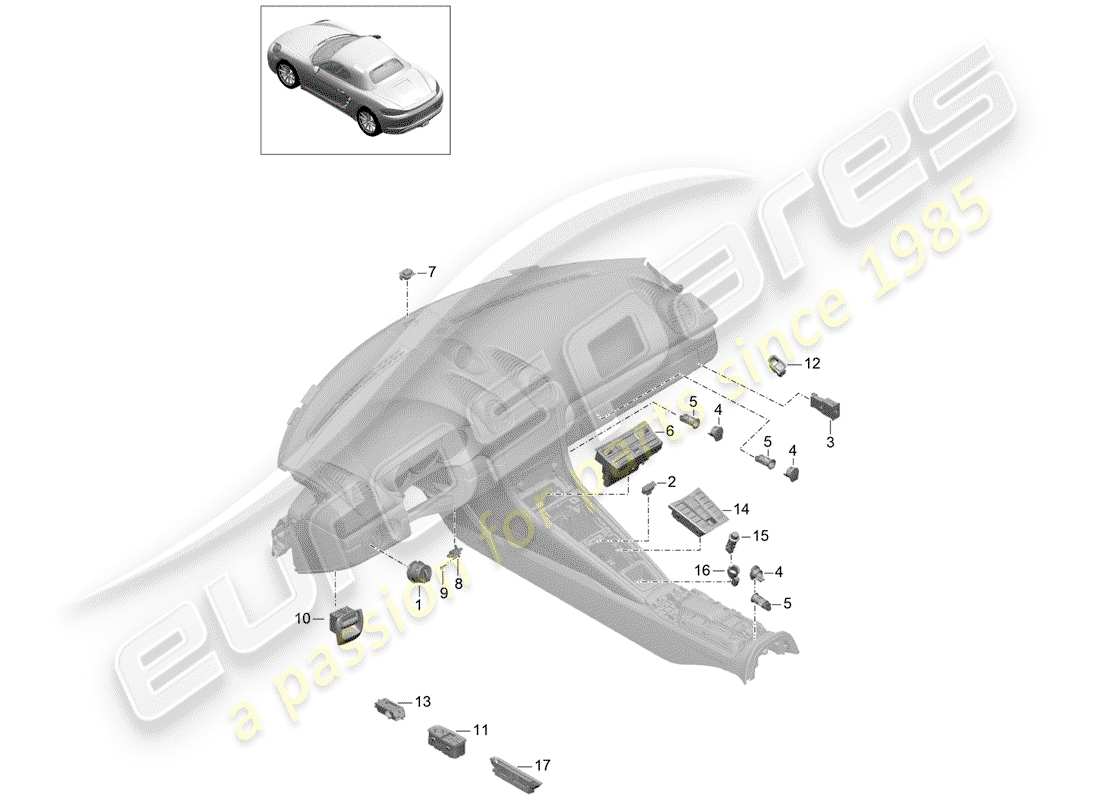 porsche 2019 (718 boxster) interruttore diagramma delle parti