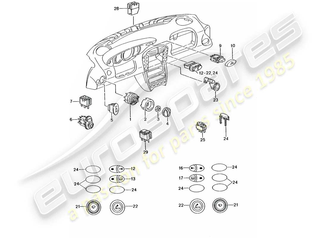 porsche 2001 (996 gt3) interruttore diagramma delle parti