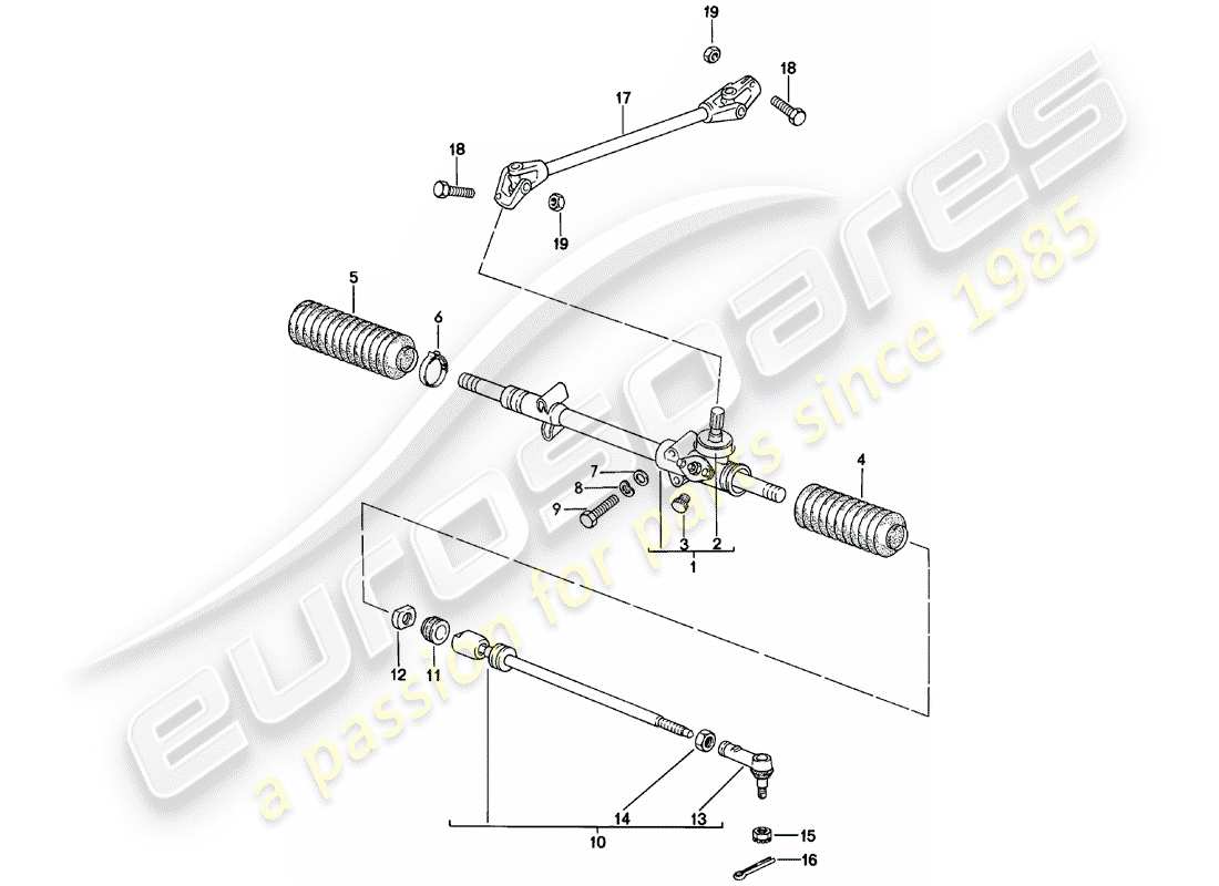porsche 1982 (924) sterzo - asta sterzo diagramma delle parti