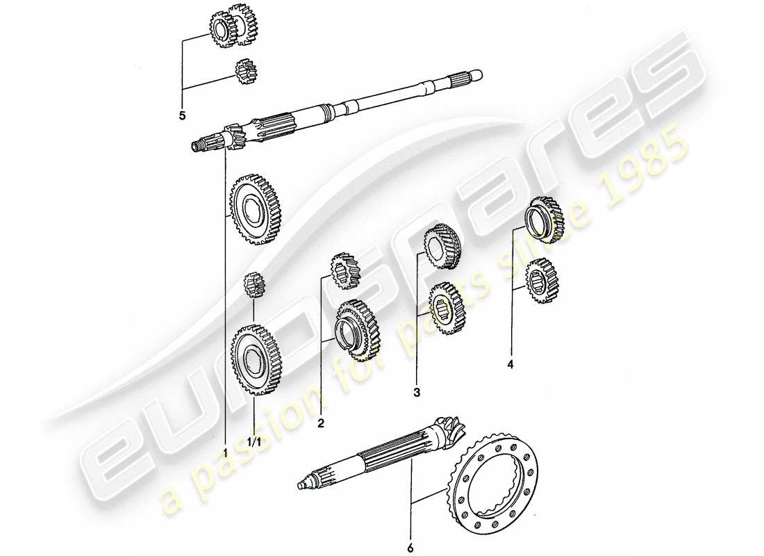 porsche 1977 (911) set di ruote dentate - 4-speed diagramma delle parti