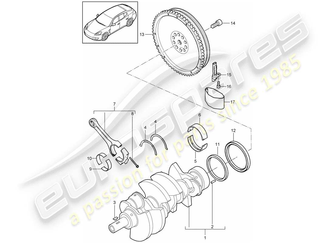 porsche 2014 (panamera 970) albero a gomiti diagramma delle parti