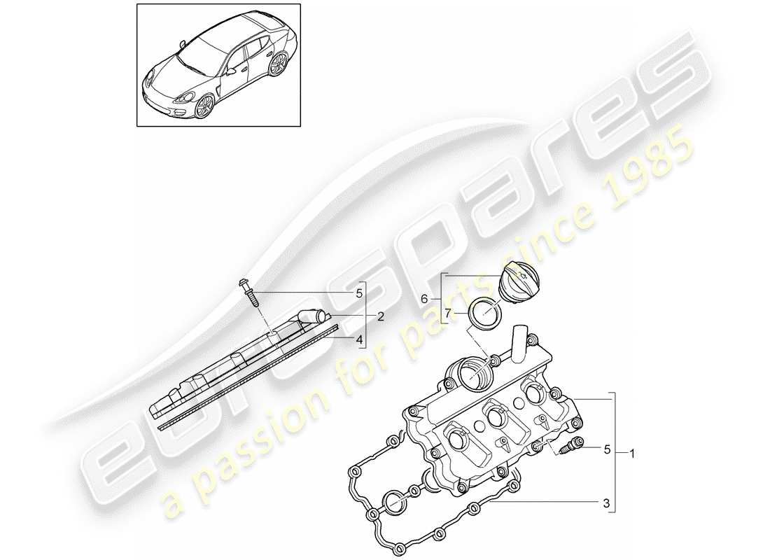 porsche 2012 (panamera 970) coperchio valvola diagramma delle parti